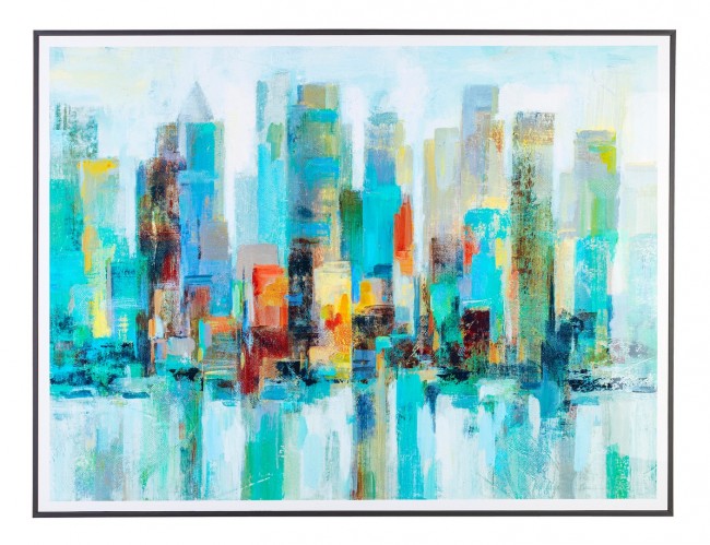 Tableau ville horizon avec cadre 120x90 cm