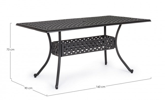 Table d'extérieur rectangulaire Ivrea anthracite 90 x 160 cm