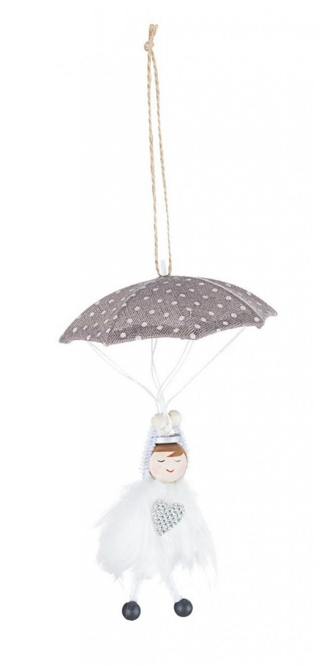 12x Pendentif parapluie Wally ange blanc