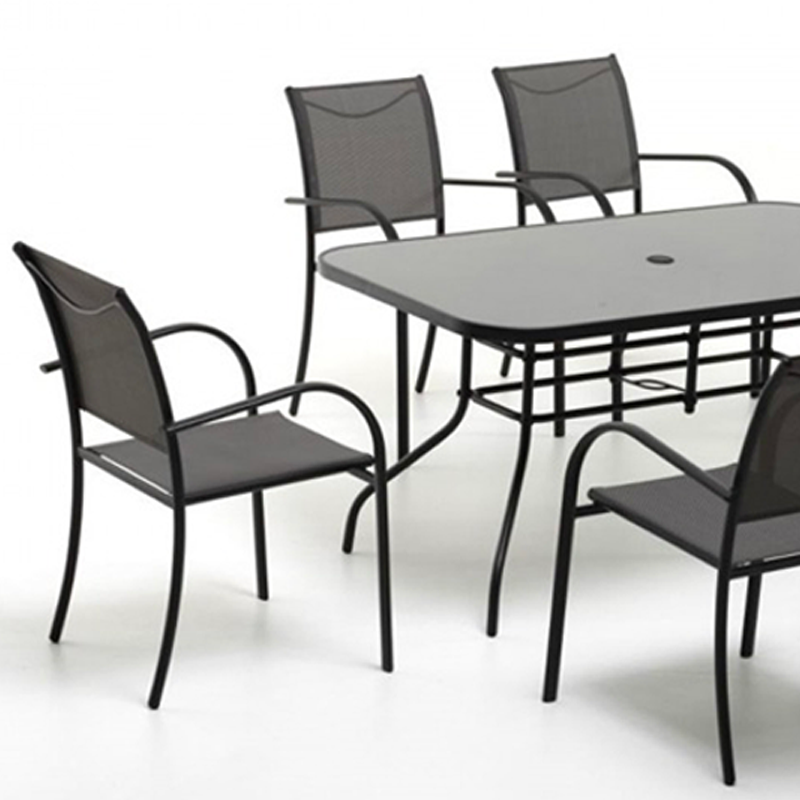 Ensemble de salle à manger en fer 7 pièces PLAYA anthracite