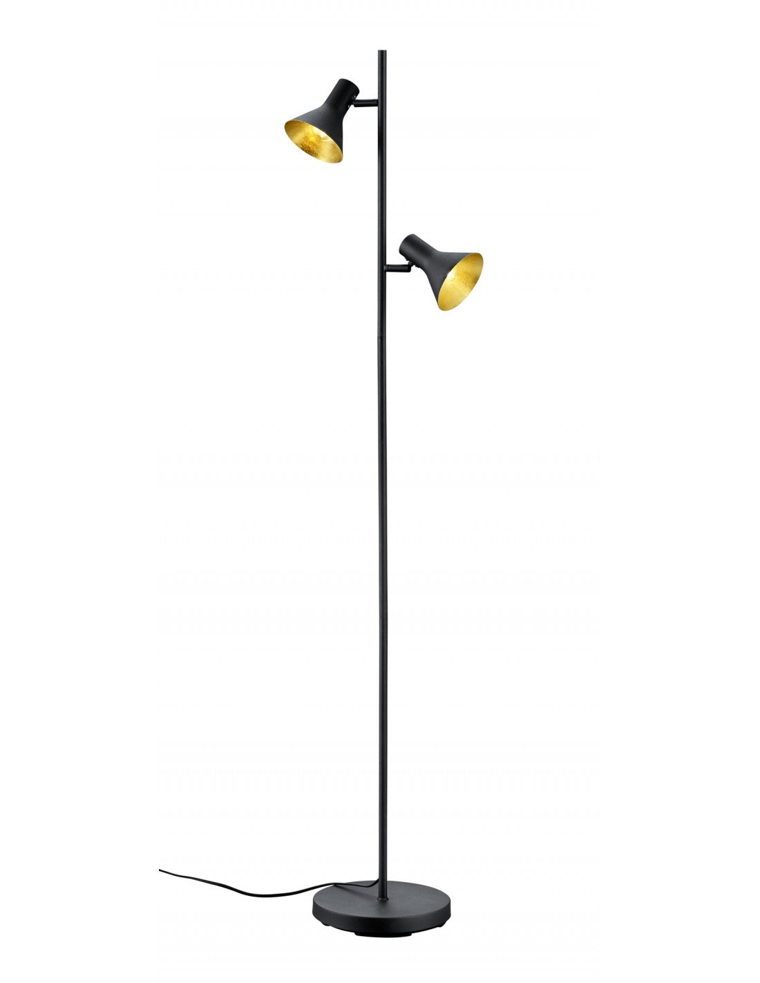 Lampadaire Minimal Moderne 2 Spots E14 Nina Noir et Or Trio Lighting