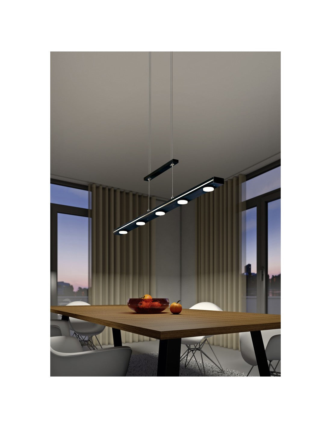 Plaque Rectangulaire à Suspension Noire 7 LEDs Dessus et Dessous Lacal Trio Lighting