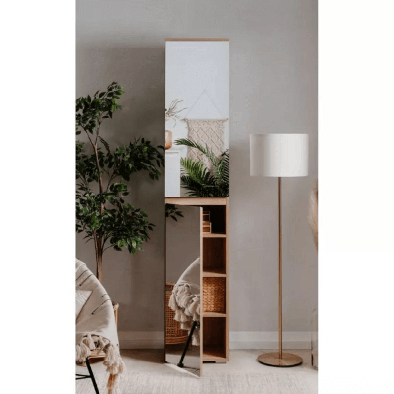 Meuble d'entrée Mito40A avec étagères pleines et miroirs