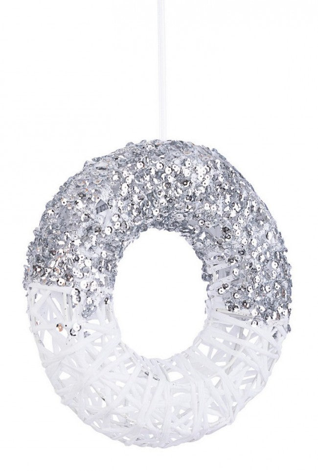 12x couronne blanche pailletée