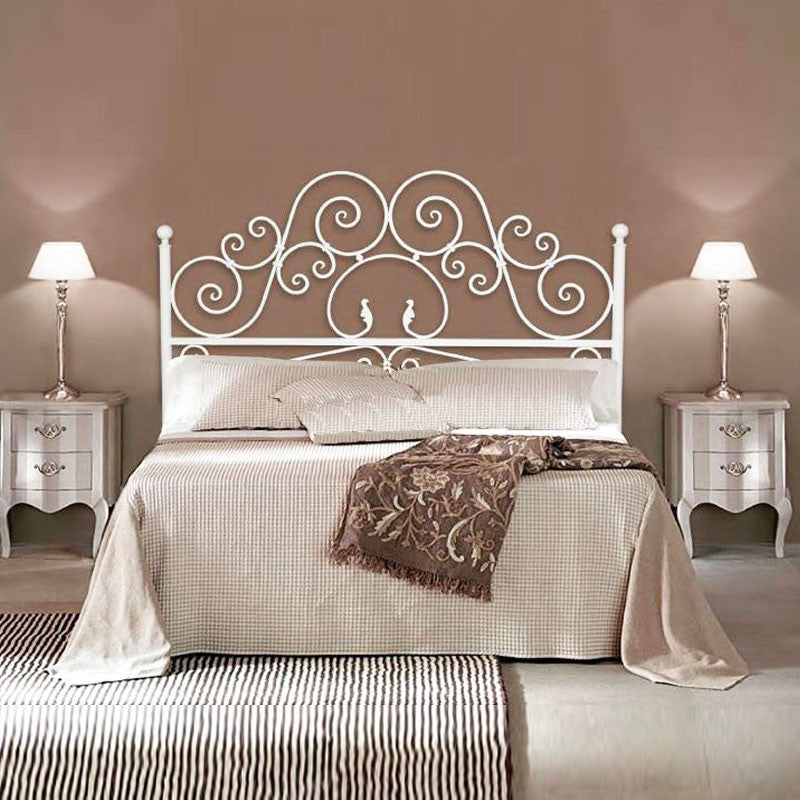 Lit double avec tête de lit en fer blanc avec conteneur 170x202xh.135 cm