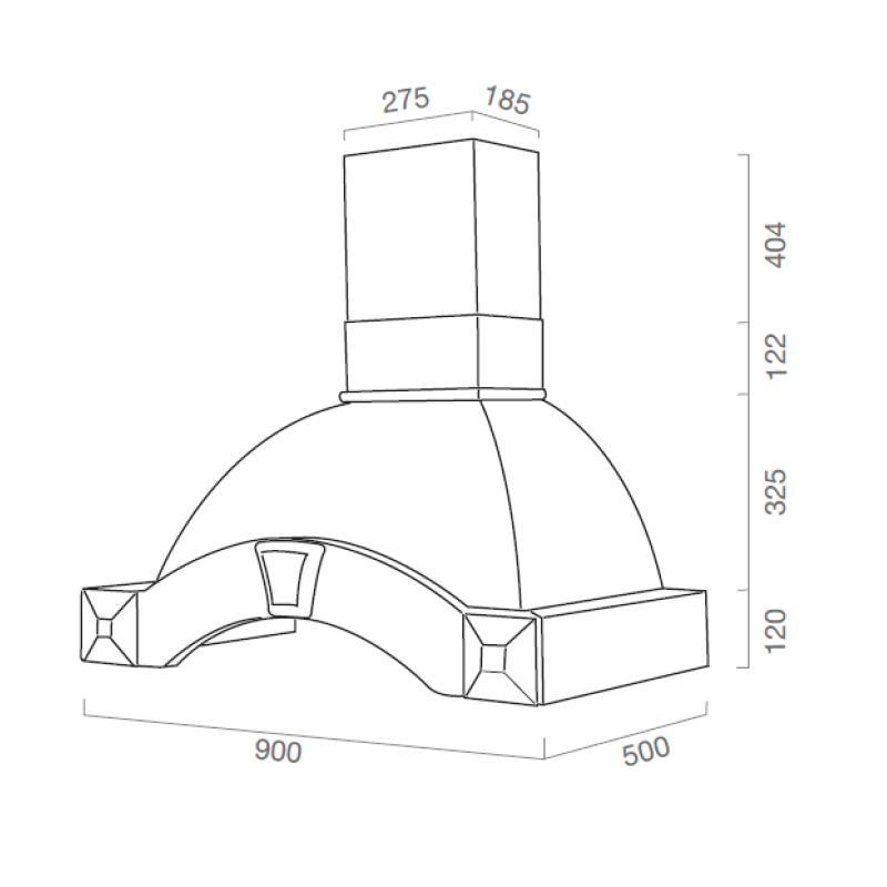 Hotte de cuisine rustique blanche GAIA avec cadre en bois incrusté couleur tabac 90 cm