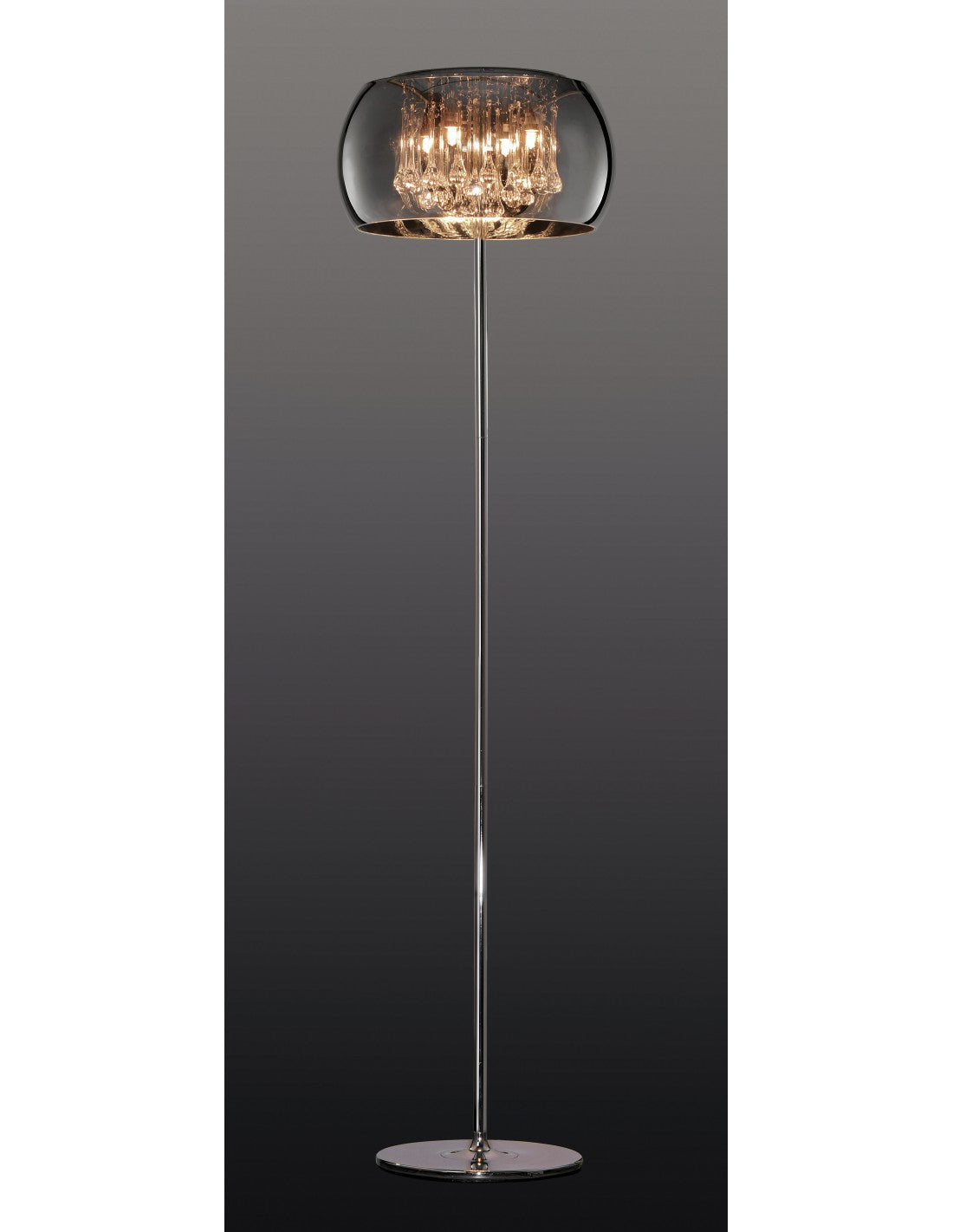 Lampadaire Steam en verre chromé et pampilles H158 cm Trio Lighting