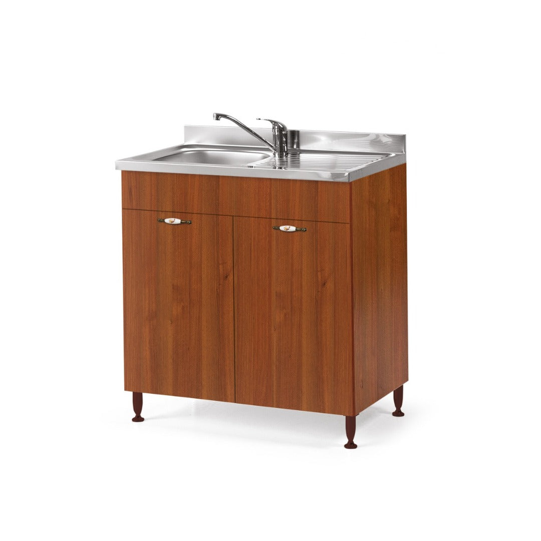 Évier de cuisine ancien en noyer avec 2 portes 80x50xH 85 cm