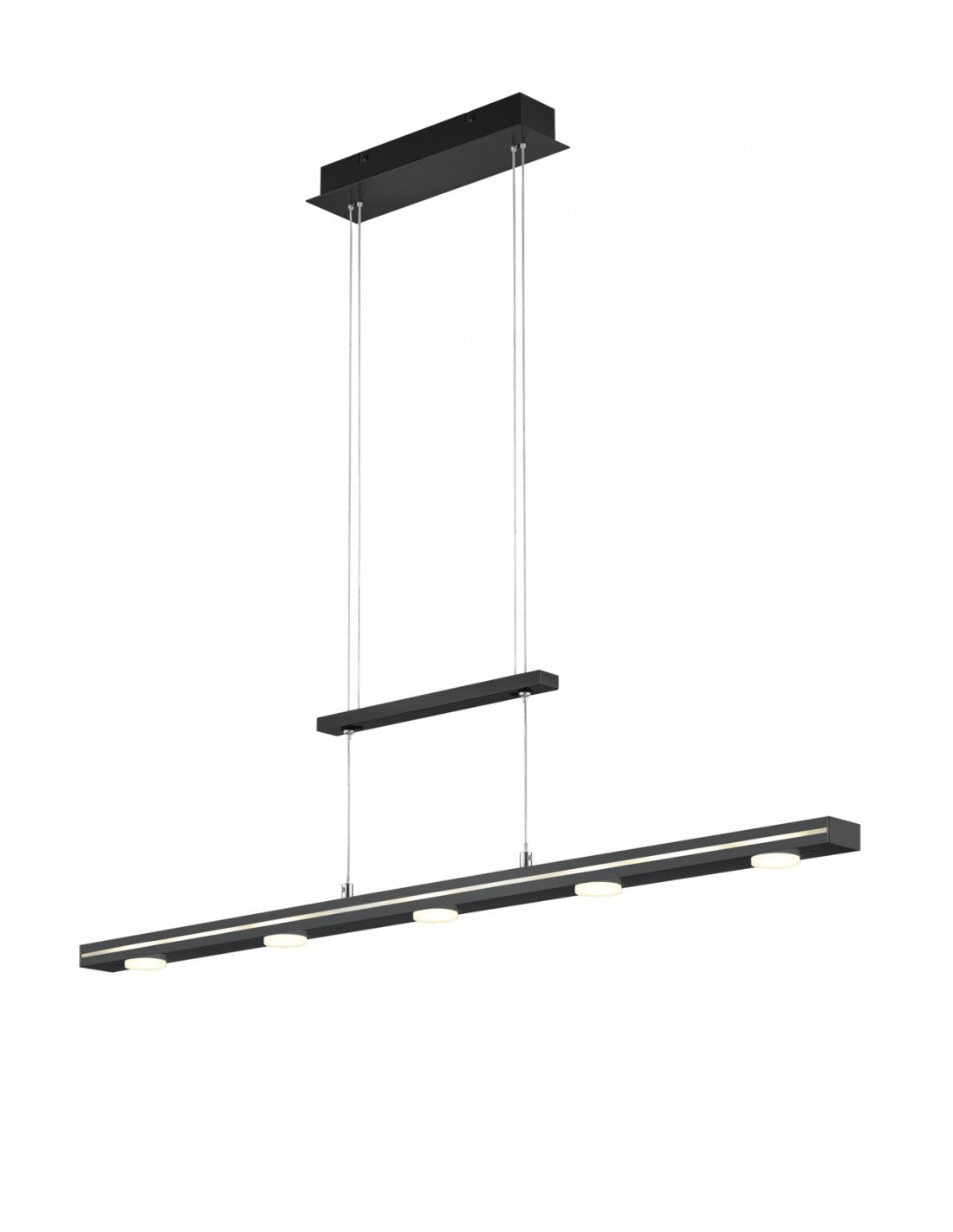 Plaque Rectangulaire à Suspension Noire 7 LEDs Dessus et Dessous Lacal Trio Lighting