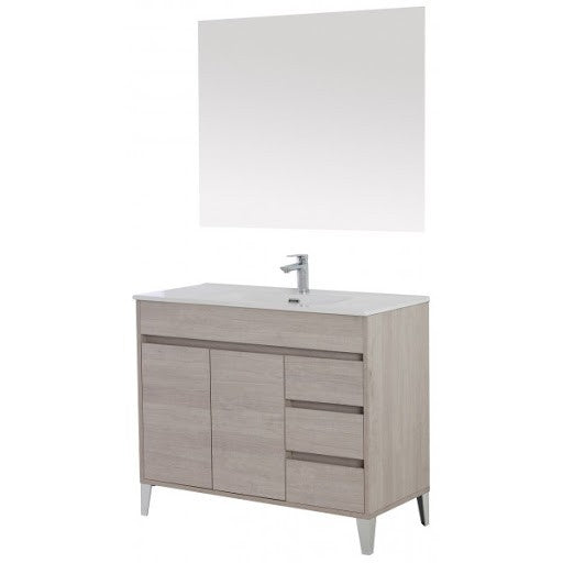 Composition de salle de bain Mondo Line couleur Chêne Clair deux portes trois tiroirs 102x47x h85 cm