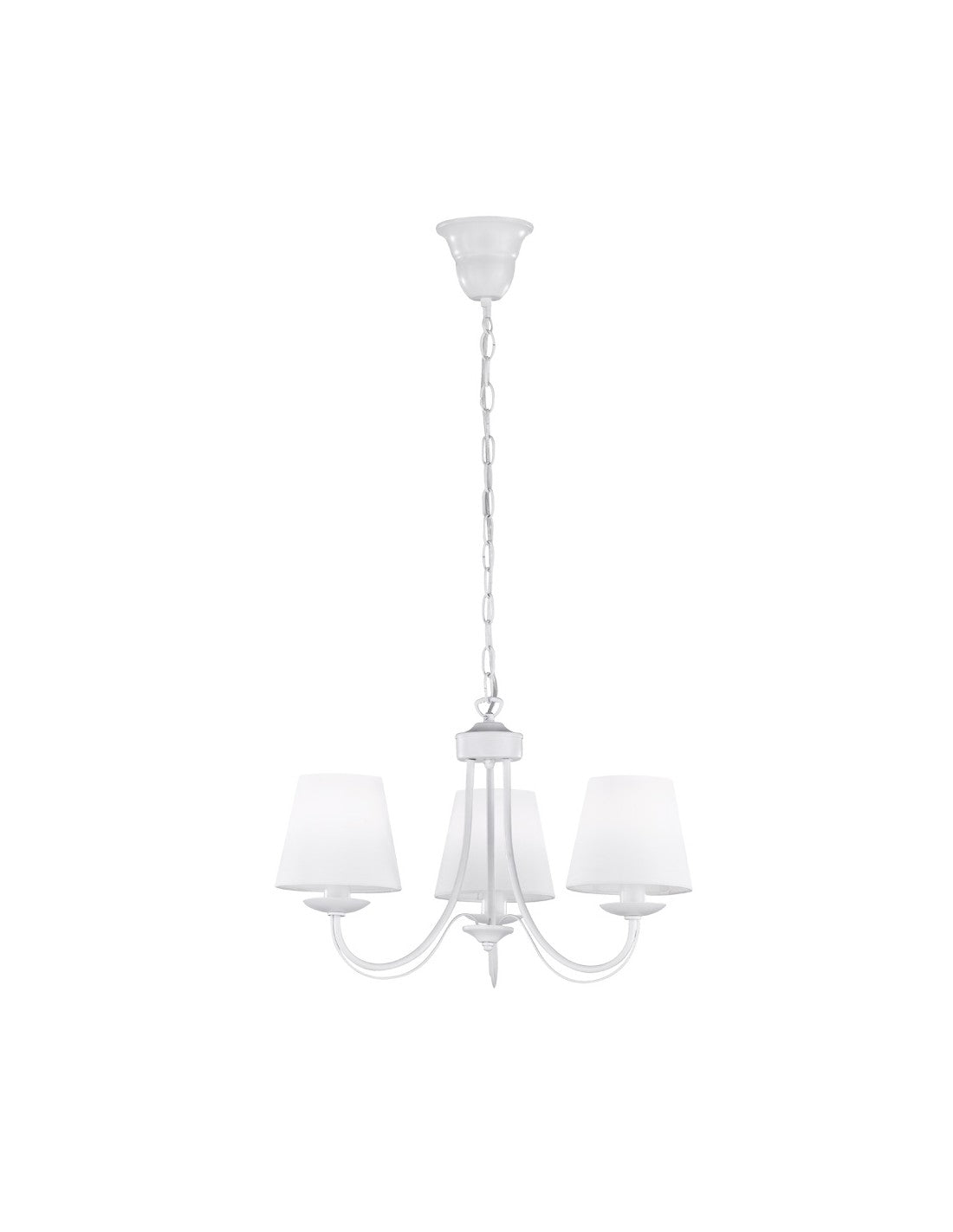 Lustre Contemporain en Métal Blanc 3 Abat-Jour Tissu Cortez Trio Lighting