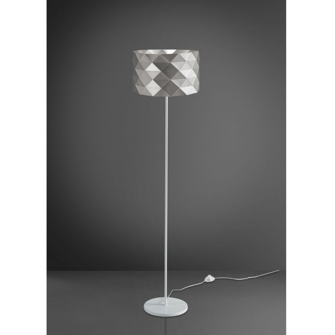 Lampadaire avec base et tige en métal argenté Cm. 40x153h