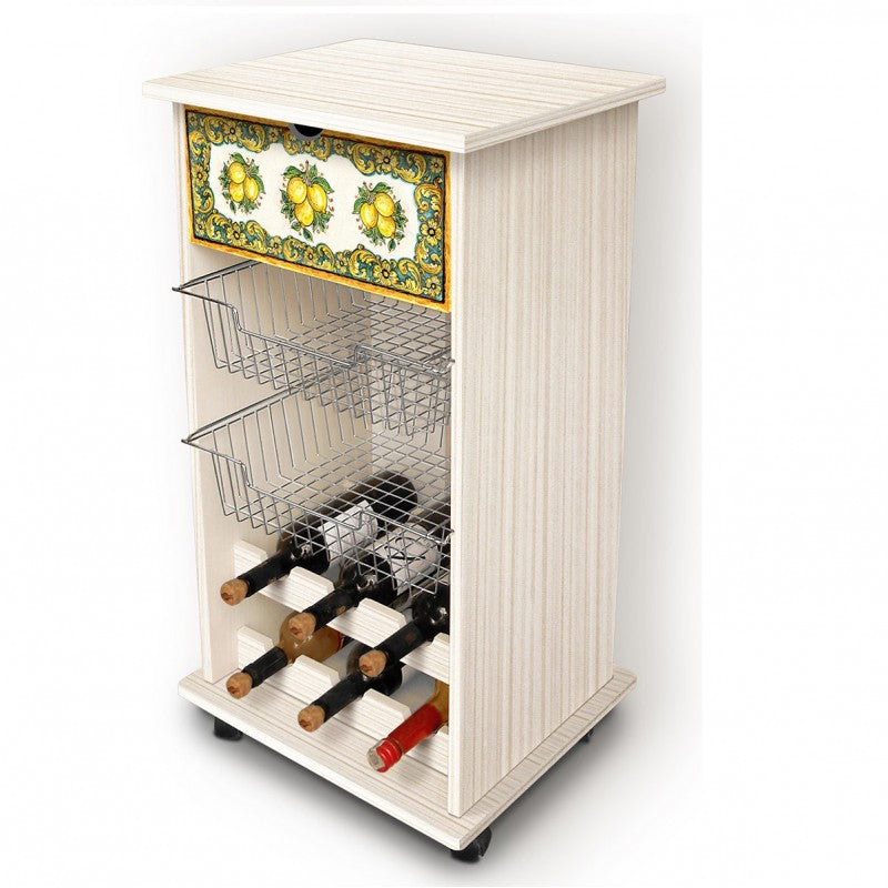 Chariot à fruits de cuisine citron 40x45x85h cm