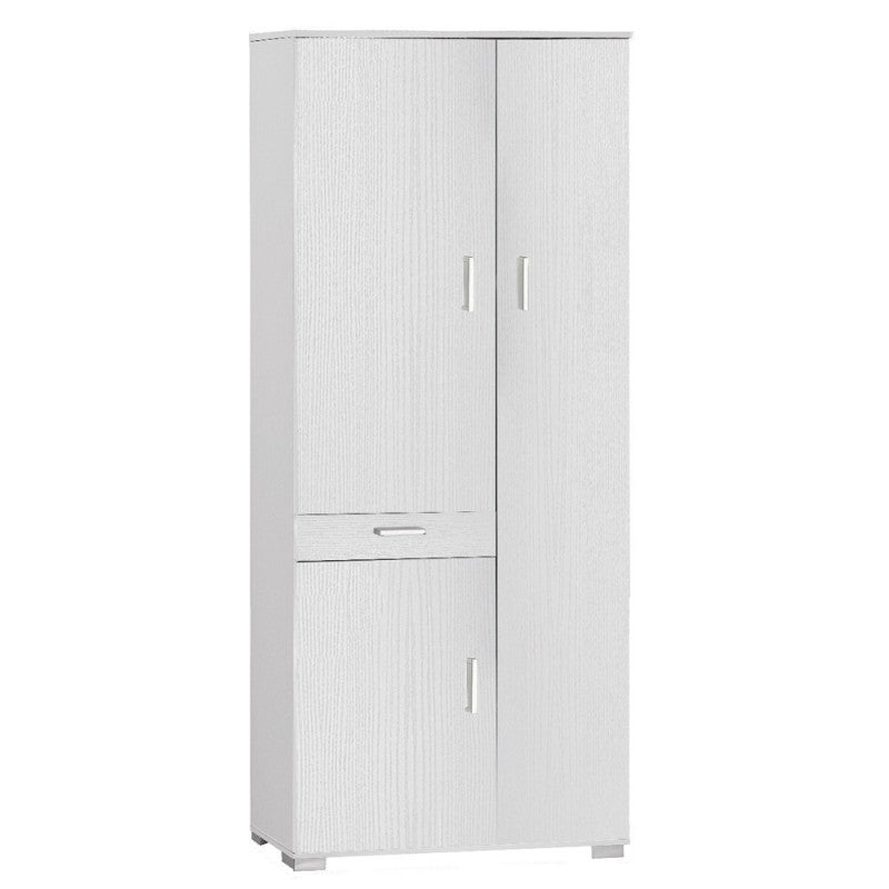 Armoire polyvalente avec trois portes et un tiroir en Frêne Blanc 77x34x h178 cm