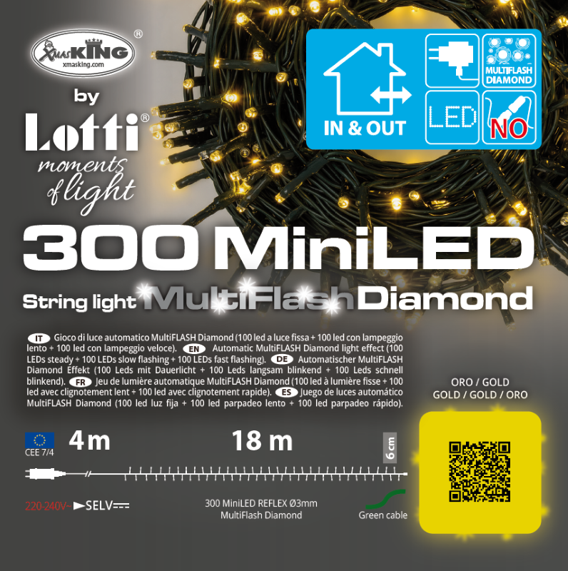 Chaîne 300 Mini LED Multi FLASH Diam. 18m