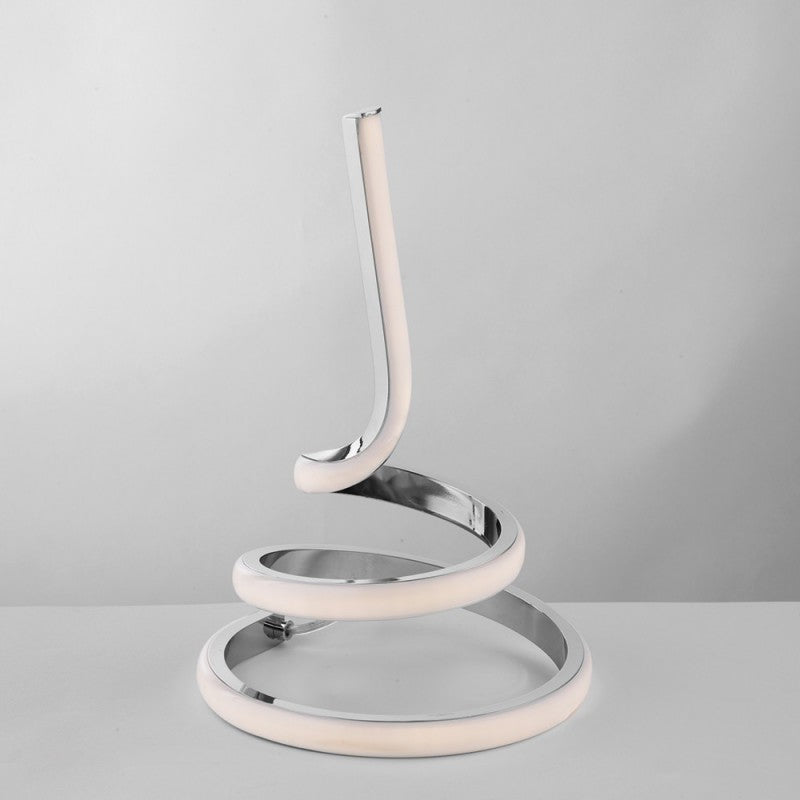 Lampe de table en métal chromé poli et aluminium avec LED intégrée 18x h28 cm