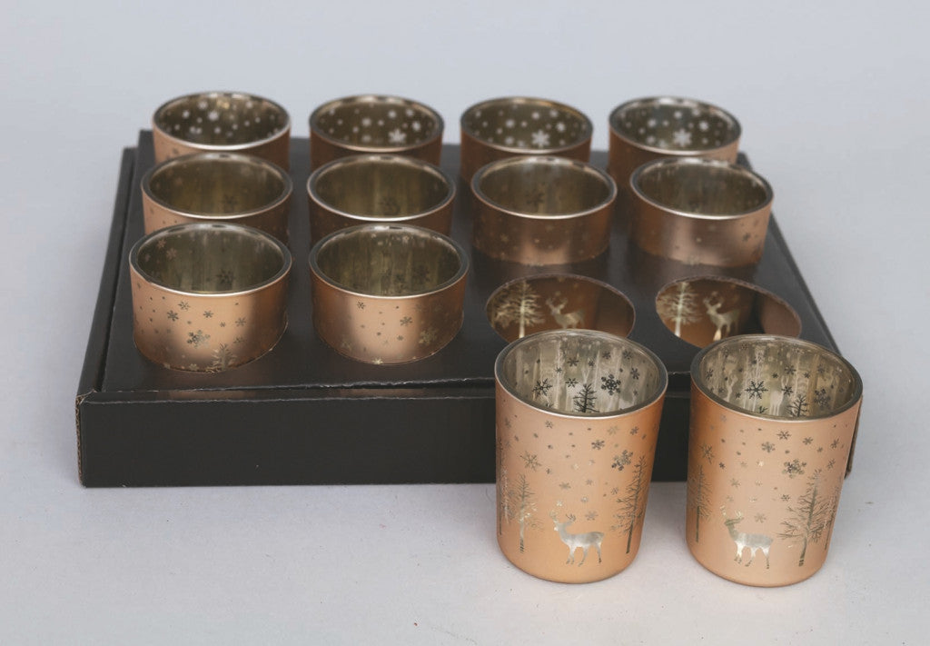 Verre Verre 6,5 cm Or Satiné Dec. Décoration de Noël Renne