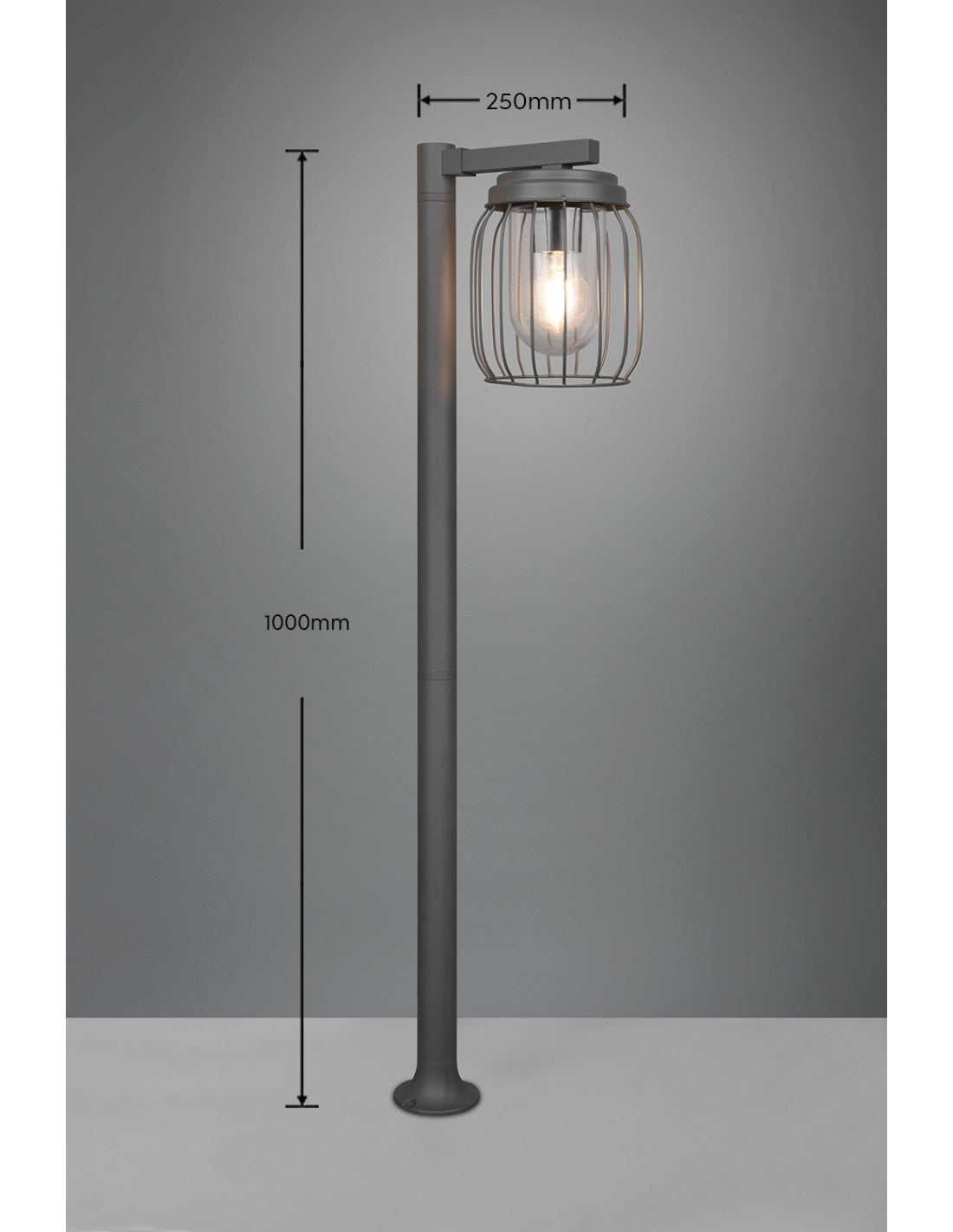 Tuela Poteau Extérieur Diffuseur Cage Métal Anthracite IP44 Trio Éclairage