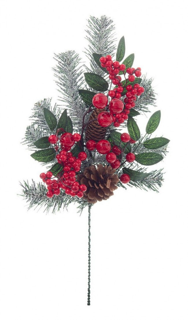 12x Cueillette Baies de Caryn Rouge Neige H51Cm