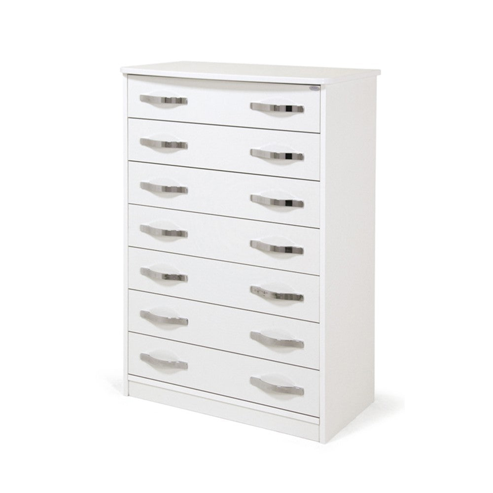 Commode en frêne blanc en bois mélaminé avec 7 tiroirs h-111x75x42 cm