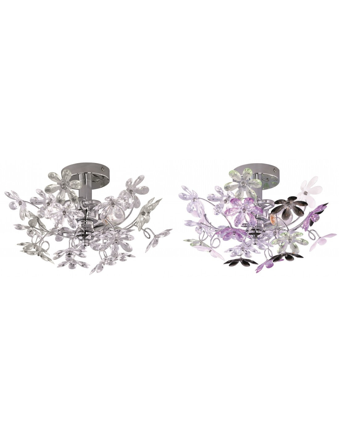 Applique Fleur 2xE14 Chrome Fleurs Multicolores Ø38 cm Trio Lighting