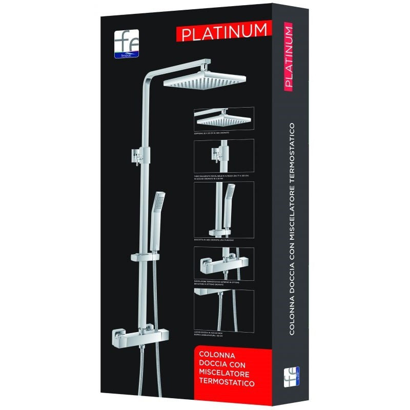 Ensemble de colonnes de douche thermostatiques carrées en acier chromé