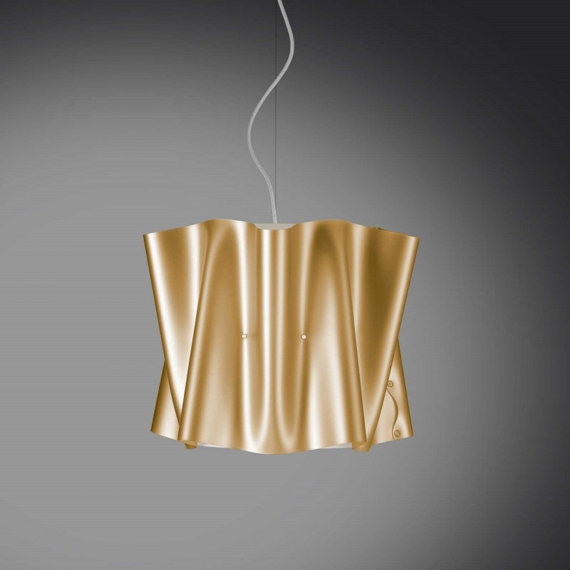 Lustre à suspension FOLIO abat-jour en Polilux Gold diamètre 40x h37 cm