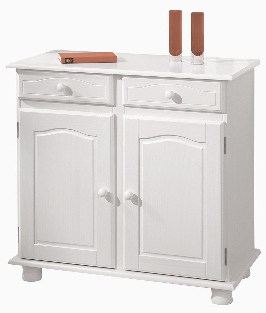 Kit Buffet 2 Portes plus 2 Tiroirs en Bois Massif Blanc