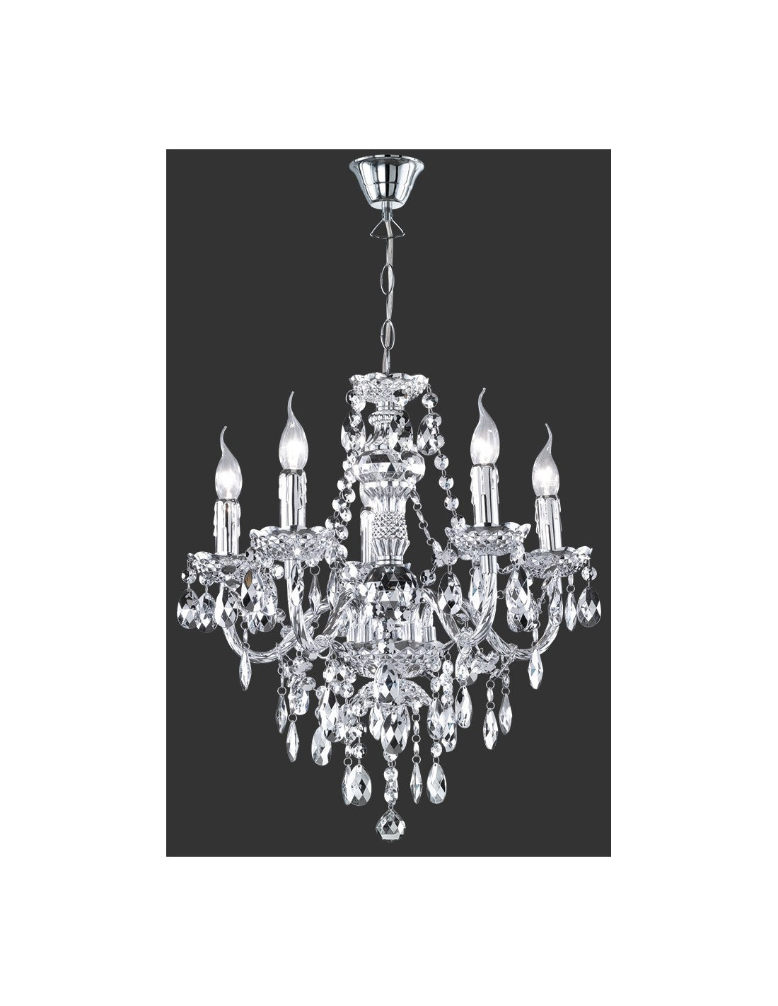 Lustre avec Bras 5 Lumières Lüster Classic Chrome avec Trio Lighting Suspensions