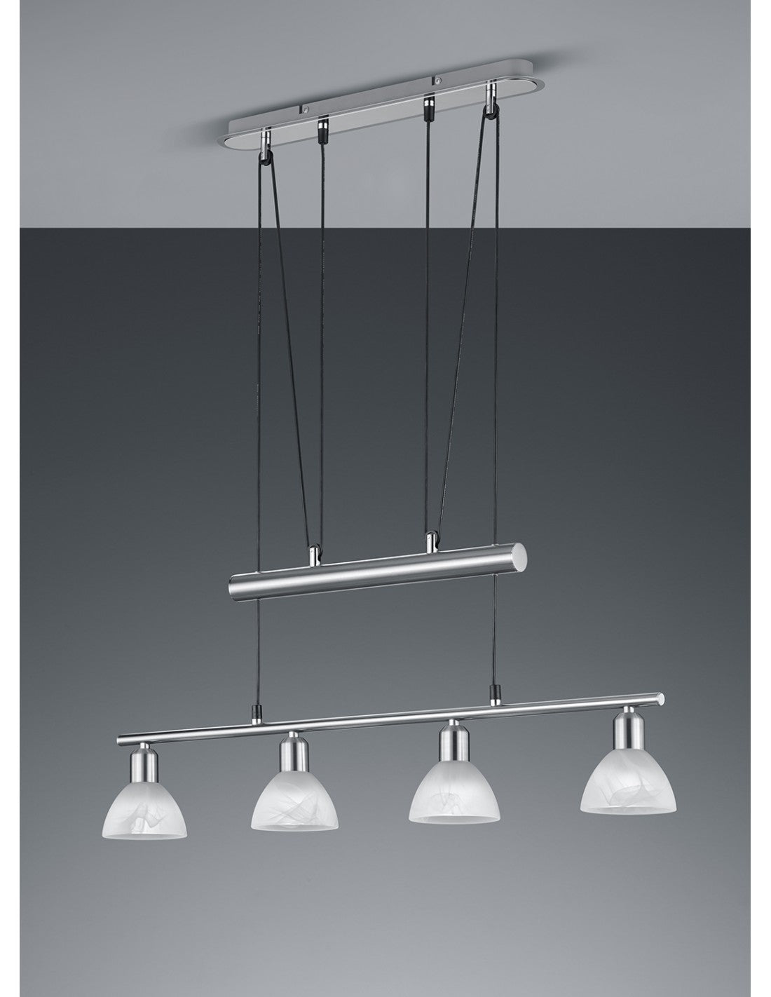 Lustre Haut et Bas 4 Lumières Barbell Levisto Nichel Trio Lighting