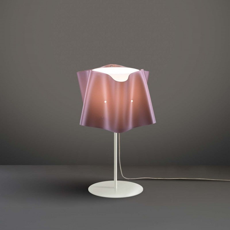 Lampe de table avec pied et tige en métal FOLIO Abat-jour rose diamètre 25x h37 cm