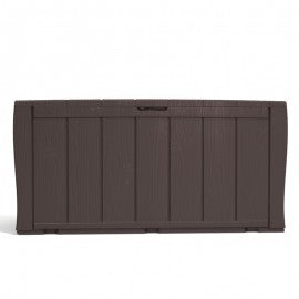 Malle en résine SHERWOOD effet bois marron avec roulettes 117x45xh.57,5 cm