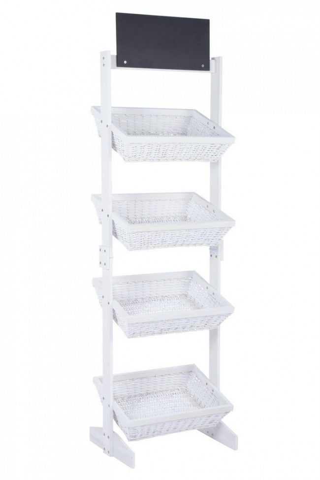Présentoir rustique Darik 4 paniers en osier blanc
