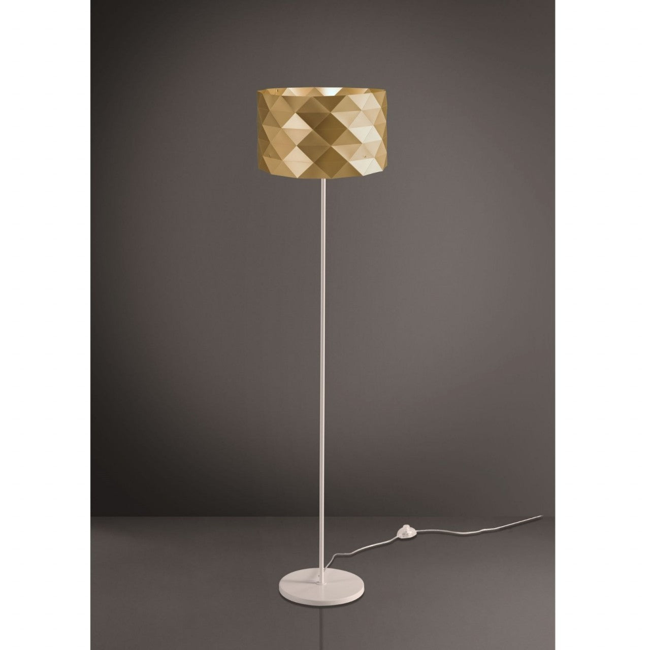 Nouveau Lampadaire avec base et tige dorées en métal Cm. 40x153h