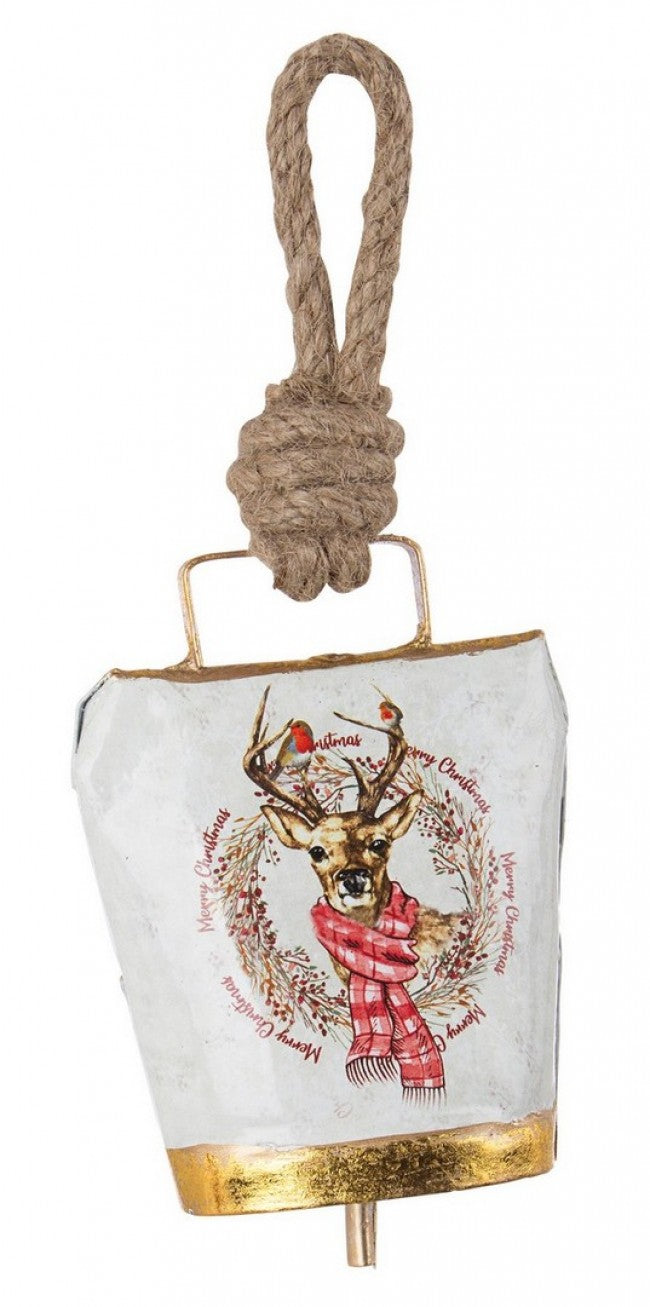 12x Pendentif cloche de renne Wendi blanc