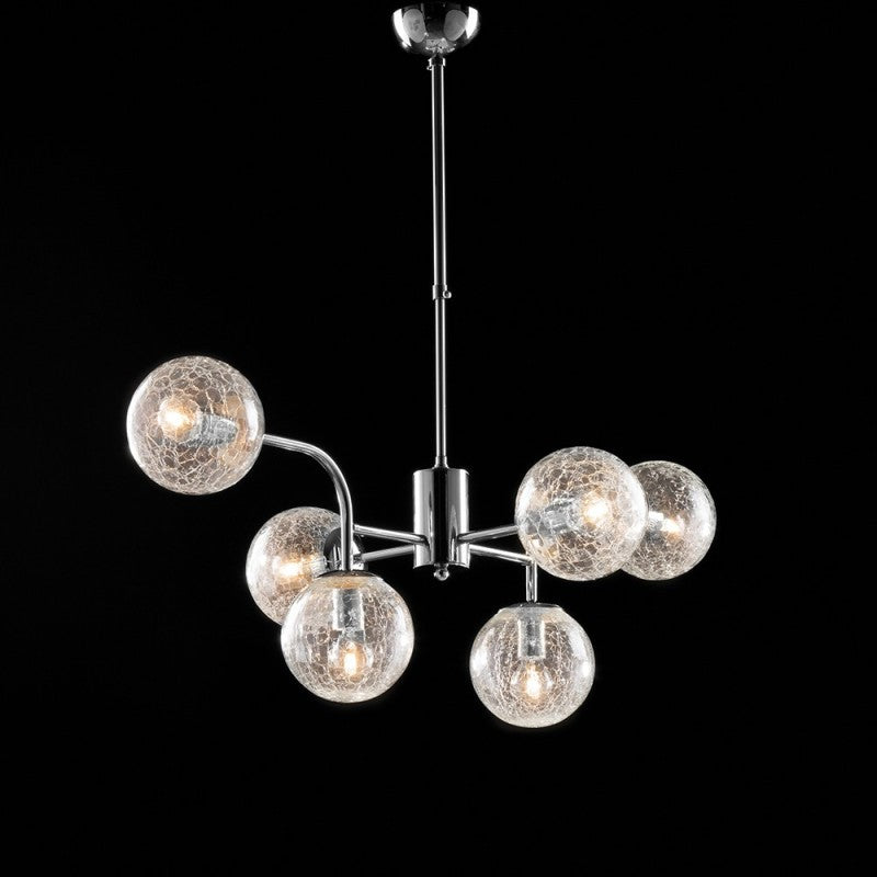 Lustre moderne en fer chromé poli, 6 lumières, 86 cm