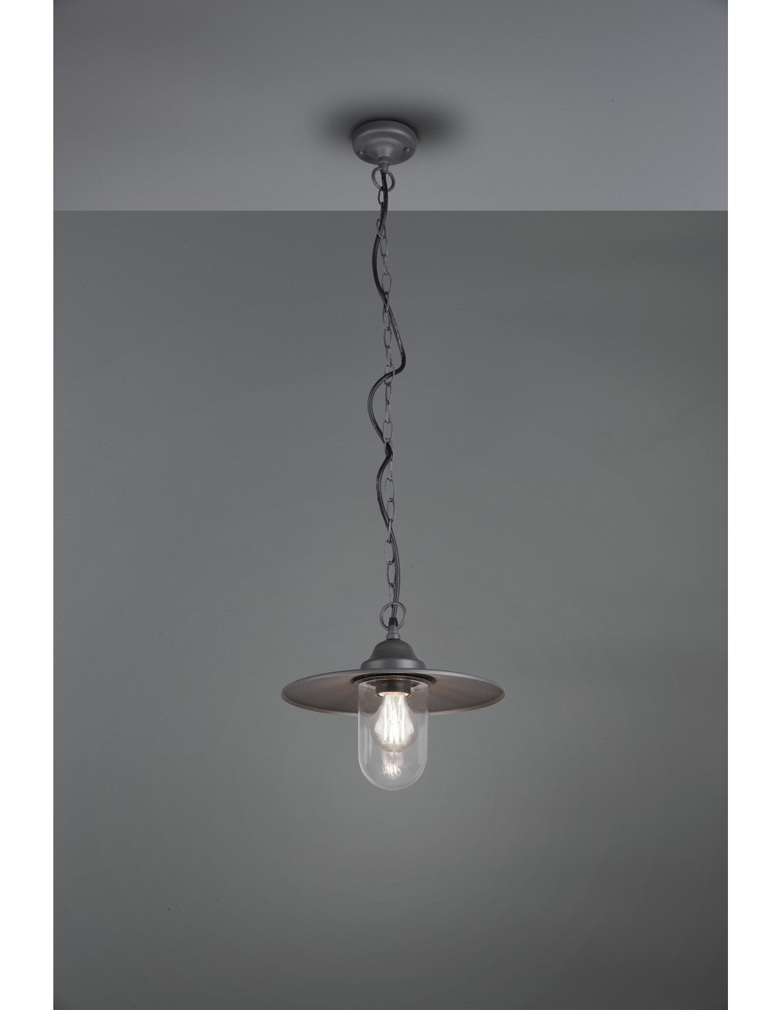 Suspension 1xE27 Brenta Diffuseur Verre Anthracite IP44 Trio Éclairage