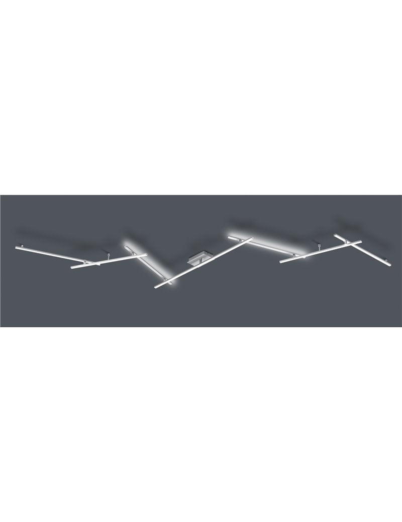 Applique plafonnier Indira également rétroéclairée avec 7 tiges réglables en acier satiné l. LED moderne de 345 cm