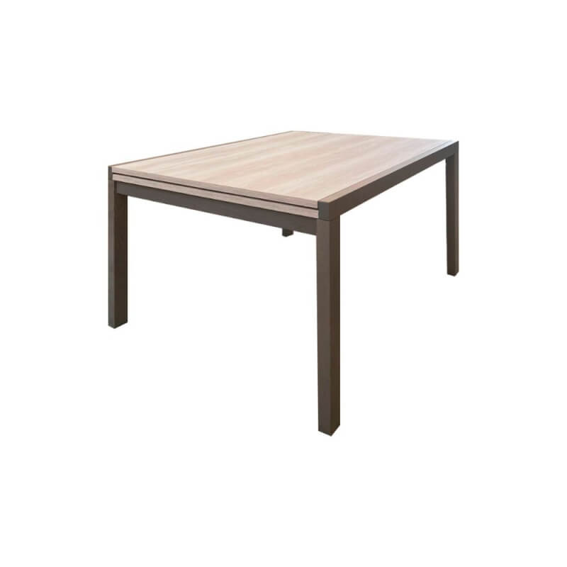 Table extensible rectangulaire Korallo en mélèze gris et orme 120x90x76h