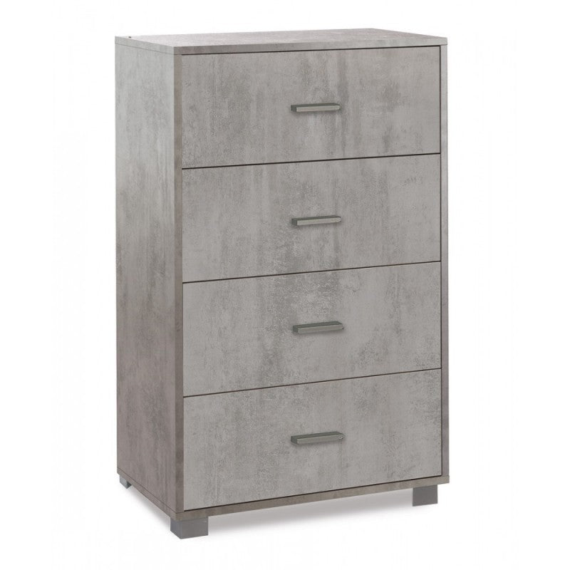 Commode de chambre à quatre tiroirs Beton Cemento 70x41x h112 cm