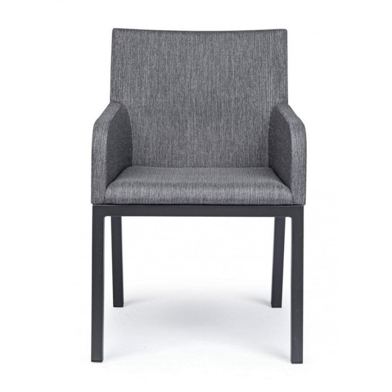 Chaise d'extérieur avec accoudoirs en tissu Anthracite OWEN JX55 55x62x h82 cm