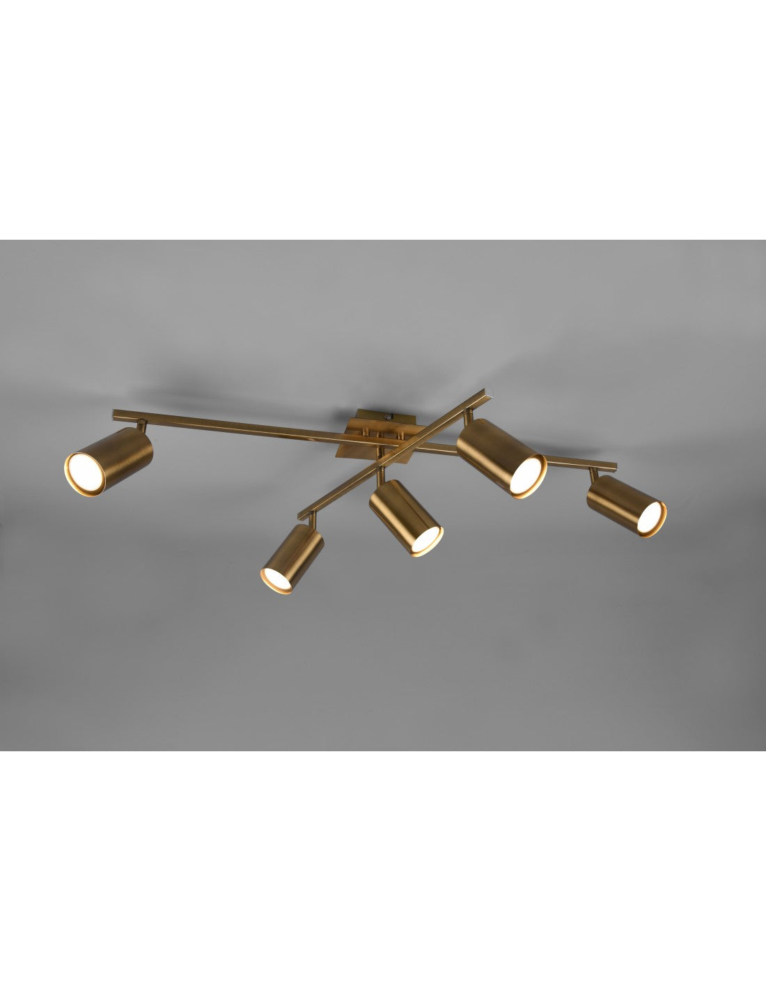 Plafonnier 5 spots orientables Marley Laiton Aged Trio Lighting