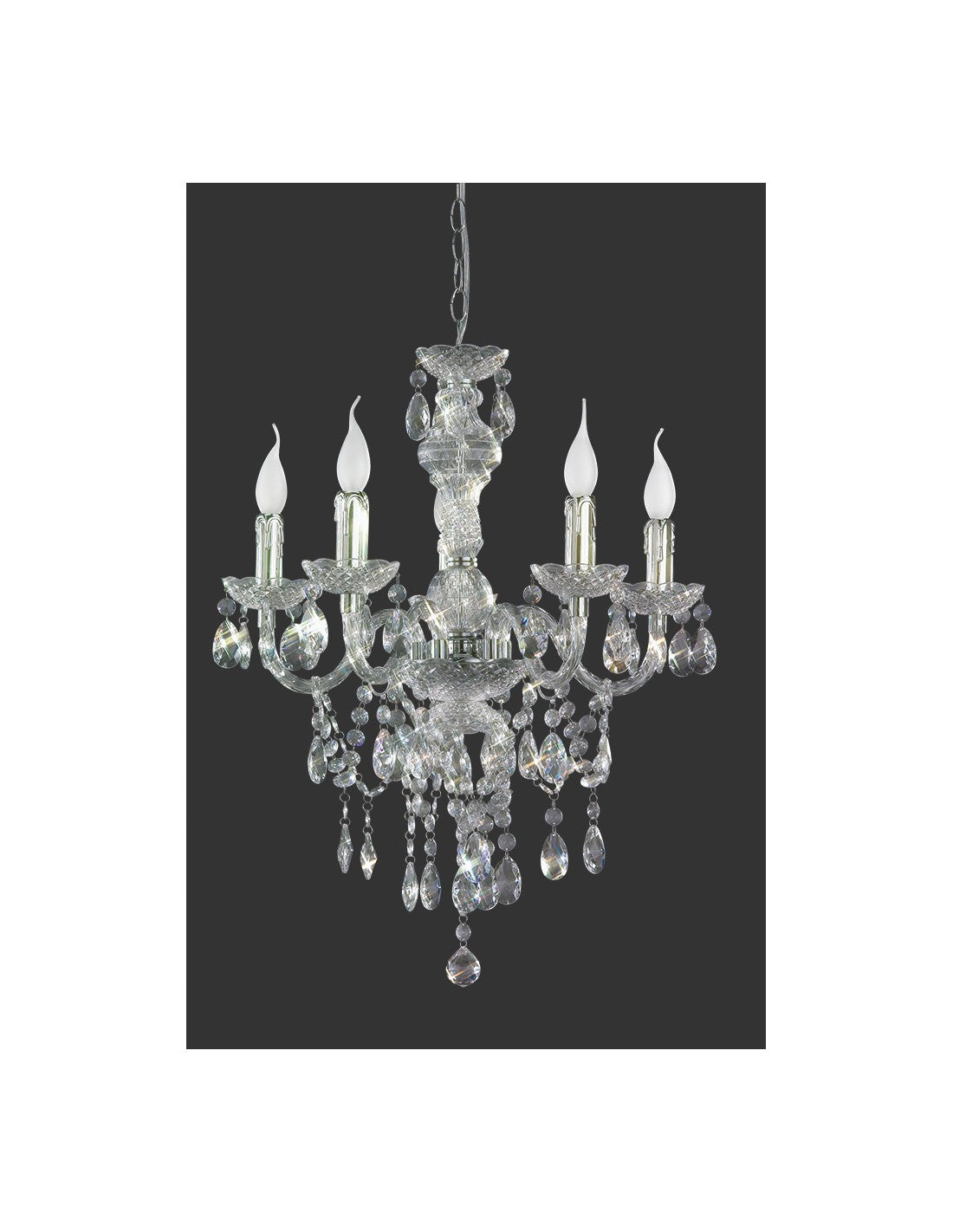 Lustre classique Lüster 5xE14 chromé avec pendentifs transparents Trio Lighting