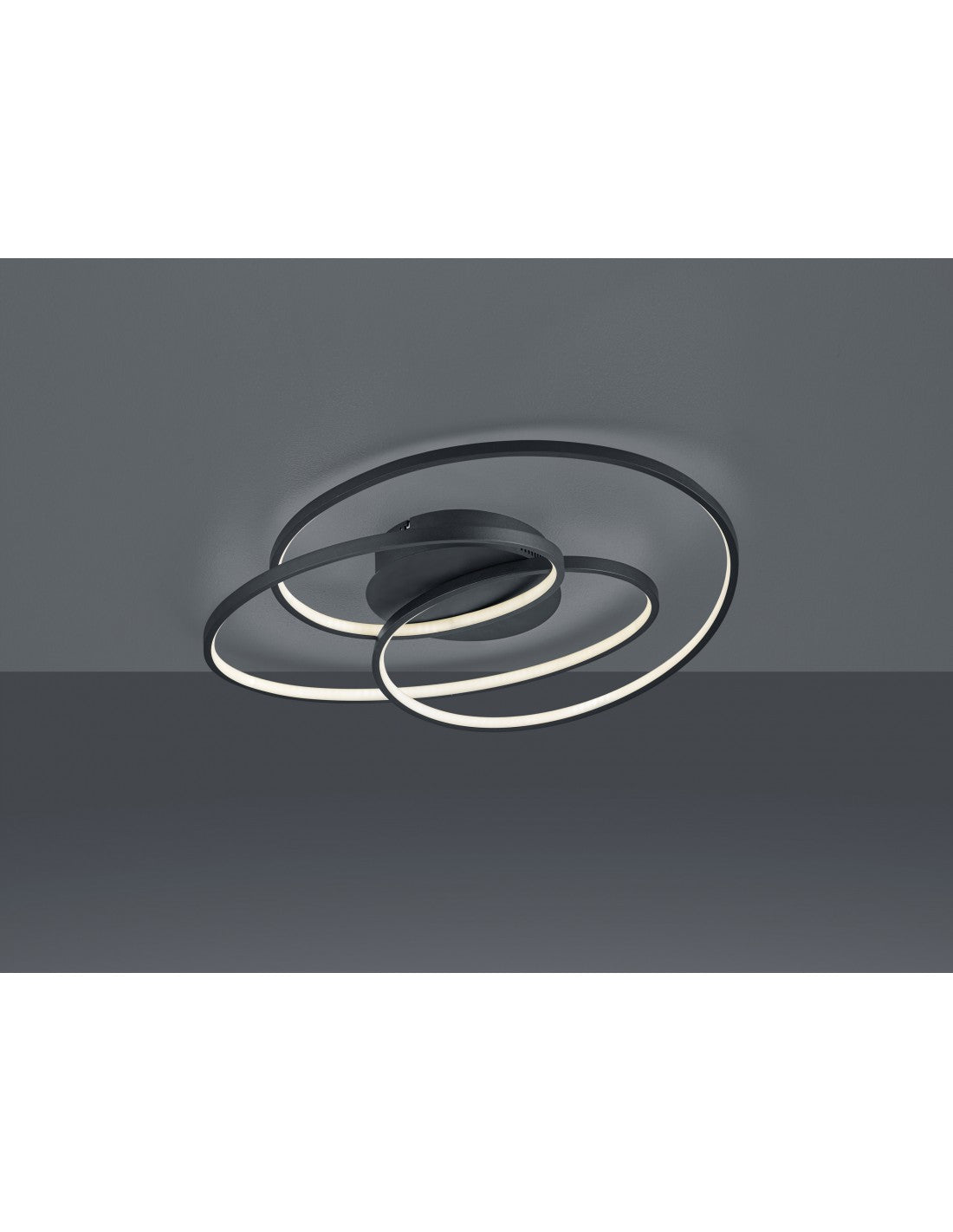 Plafonnier Gale 3 Cercles Noir Mat LED 38,5w Dimmable L60 cm Trio Lighting