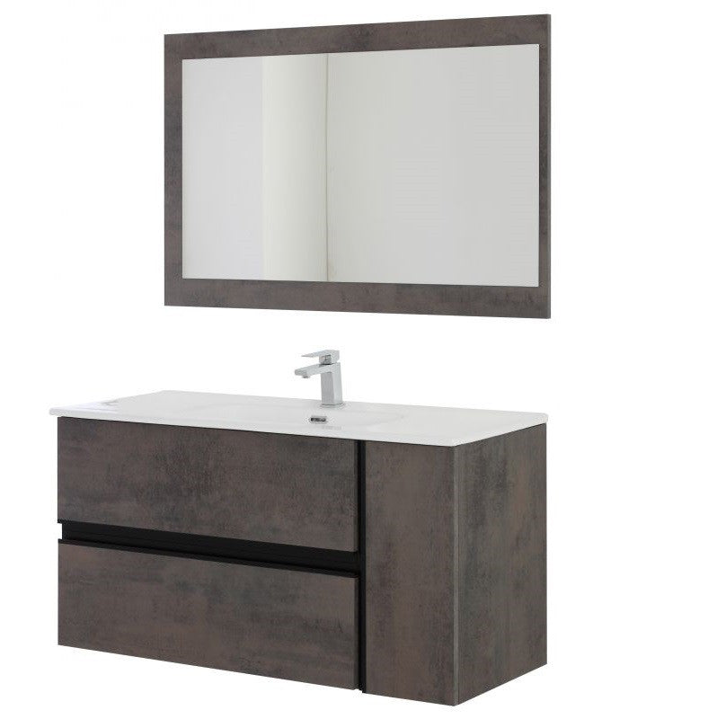Composition de salle de bain couleur frêne avec deux tiroirs et une porte 110x46x h57 cm