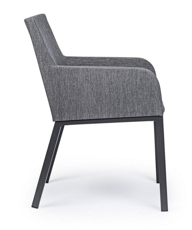 Chaise d'extérieur avec accoudoirs en tissu Anthracite OWEN JX55 55x62x h82 cm
