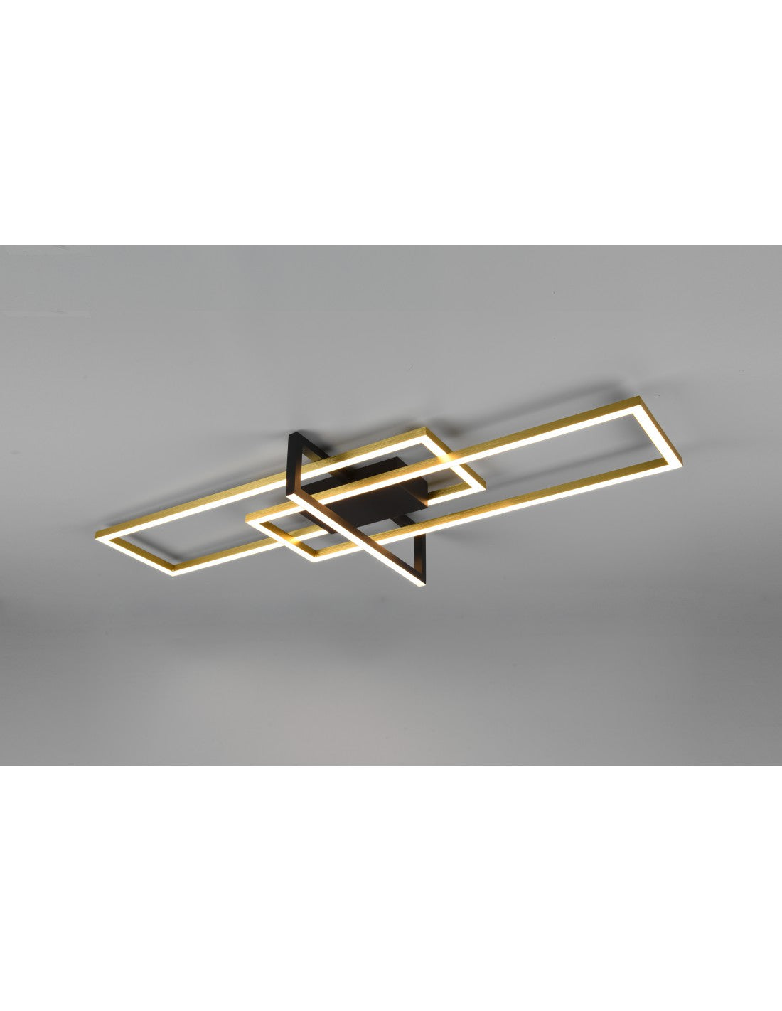Plafonnier Salinas 3 rectangles LED 34w Doré-Noir L100 cm Dimmable Trio Lighting