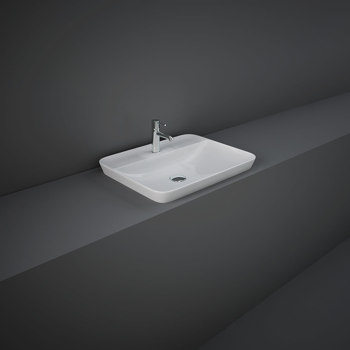 Vasque rectangulaire monotrou à encastrer 55 x 42 cm blanc