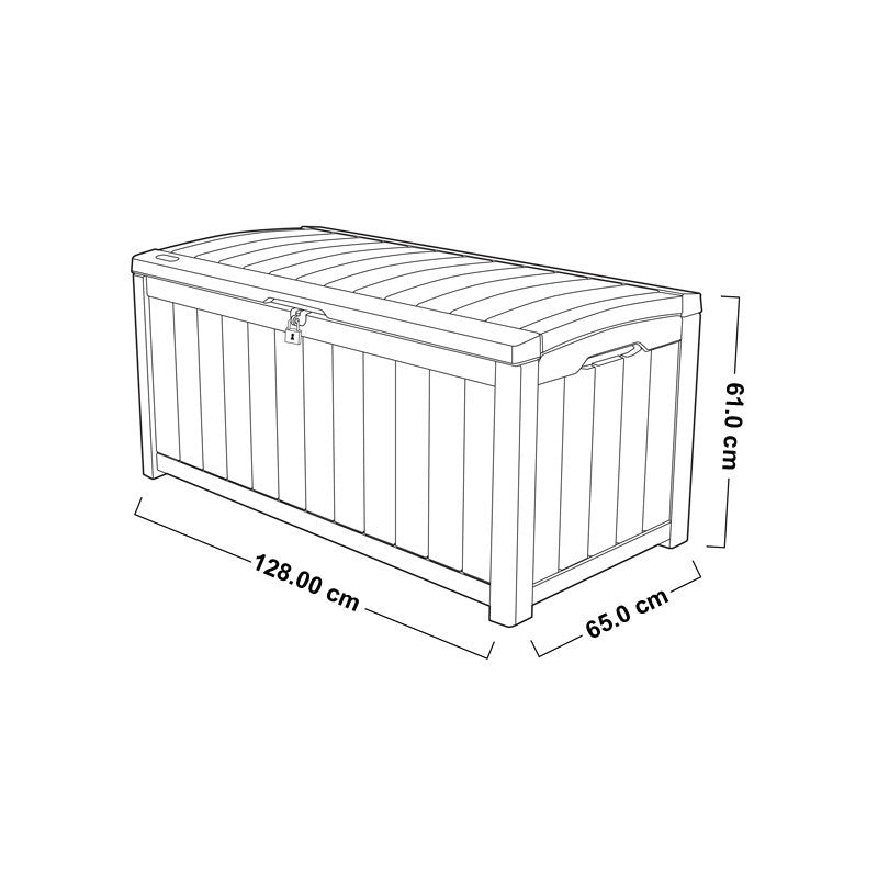 Malle en résine effet bois marron GLENWOOD avec couvercle verrouillable 128x65xh.61 cm
