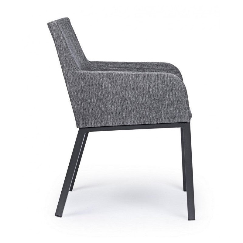 Chaise d'extérieur avec accoudoirs en tissu Anthracite OWEN JX55 55x62x h82 cm